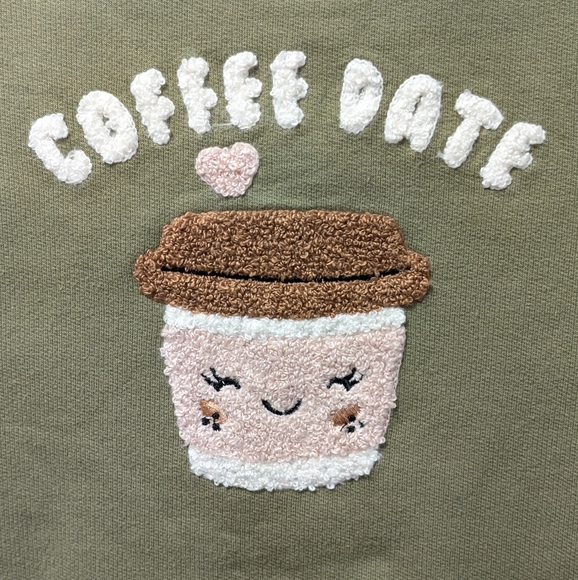 PETIT LEM, "Coffee Date" sweatshirt set, Green & Pink, Size 24 Months - Picture 4 of 8